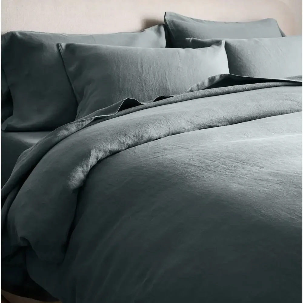 Quince European Flax Linen Duvet Cover King/Cal King Ocean Blue Green